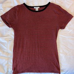 Burnt Orange Striped Fitted Shirt